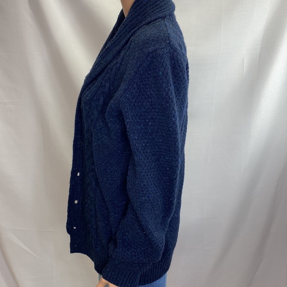 GIASONE Made in Italy Blue Speckled Collar Button down Wool Blend Cardigan SZ L - Picture 5 of 14